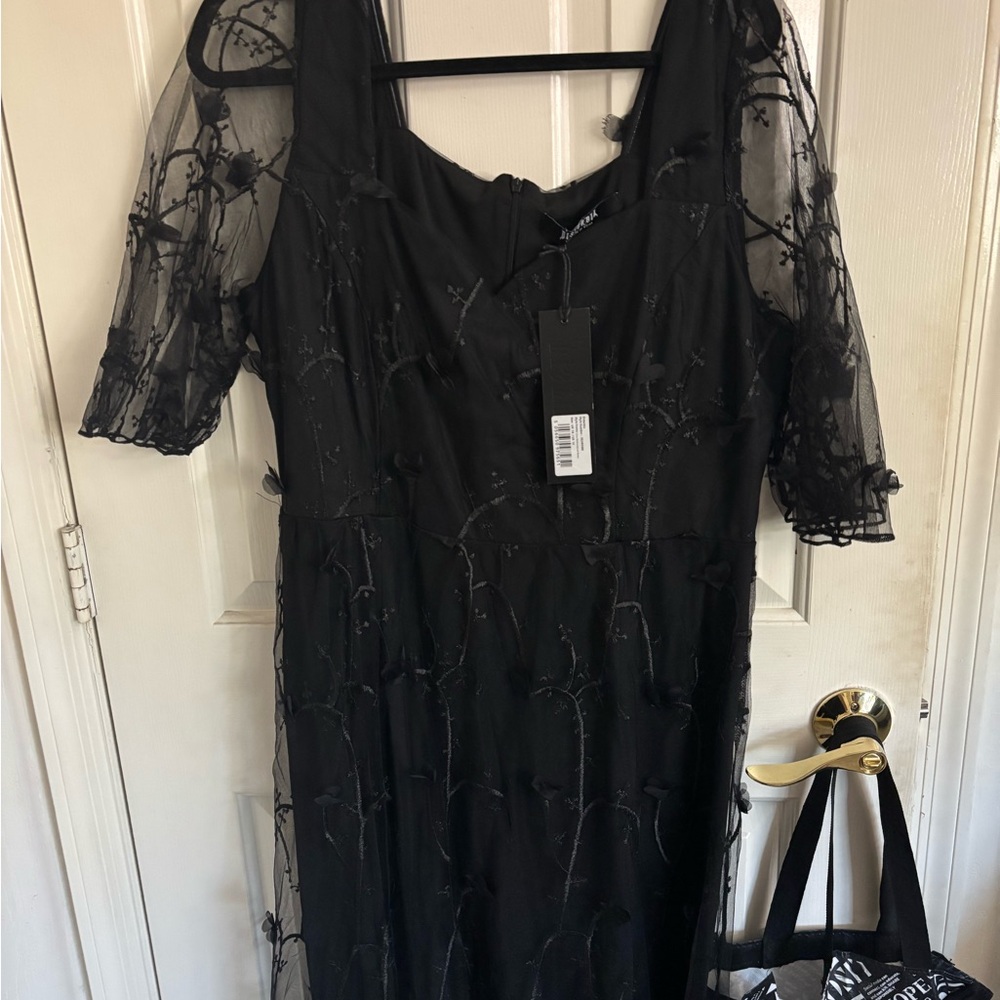 Disturbia Black Sheer Sleeve Dress